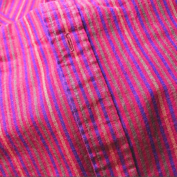 EUC men’s Gap flannel bottom down shirt multi color red Sz M - Picture 4 of 5